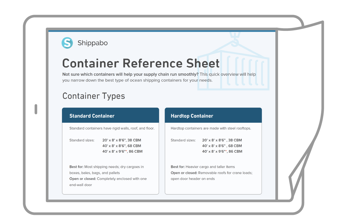 Application icon Shipping Container Reference Sheet