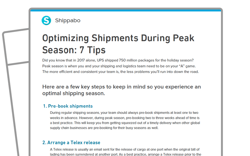 One Sheet icon Optimizing Shipments During Peak Season 7 Tips